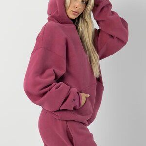 COMFRT UNISEX MENS WOMENS Minimalist Bundle XL BERRY Sweatshirt Sweatpants SET